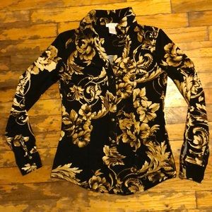 Golden Floral Button Down Blouse